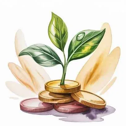 Plant growing from stacked coins—symbolizing planning, financial growth, and creating a business plan for how to start a side hustle.