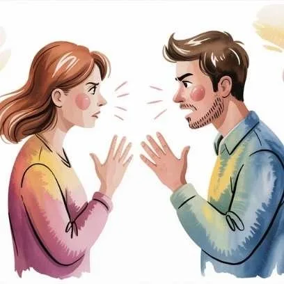 Couple arguing face-to-face with tense expressions—illustrating that every relationship faces disagreements and the need to handle relationship conflict constructively.