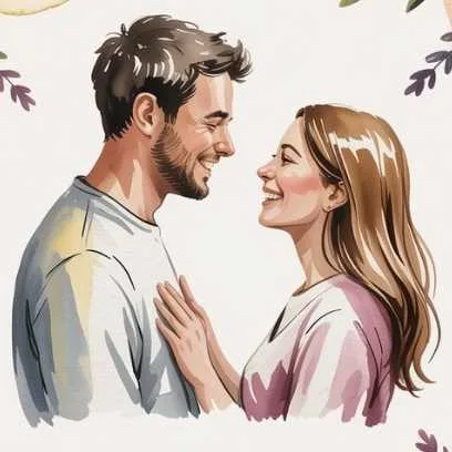 Smiling couple looking at each other with warmth and trust—illustrating green flags and healthy communication patterns in modern dating.