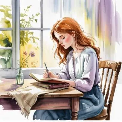 Woman writing in her journal by the window—representing self-reflection and emotional awareness in improving modern dating communication.