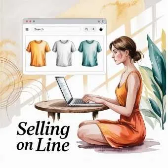 Woman managing an online shop from home, representing selling online as a profitable side hustle for stay-at-home moms.