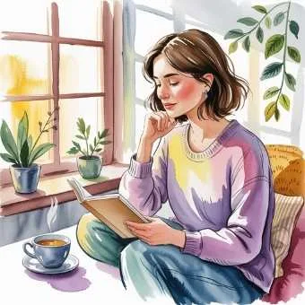 A calm watercolor illustration of a woman in her 30s journaling by a sunlit window, reflecting on her life and growth — symbolizing why reflecting on your 30s matters.