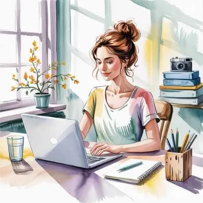 Woman working on a laptop at home—illustrating focus, creativity, and productivity in learning how to start a side hustle.