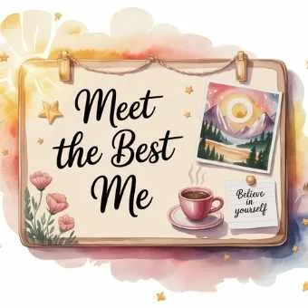 Vision board inspiration with “Meet the Best Me” message and coffee cup — shows how to make a vision board that works for personal growth.