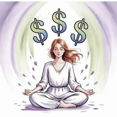 Woman meditating with dollar symbols floating above her, representing financial alignment and why you need to make your own money.