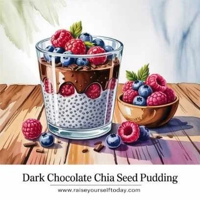 one of the nourishing anti-aging recipes for women over 40 to support energy and skin health : anti-aging dark chocolate chia seed pudding with berries, rich in omega-3 and antioxidants