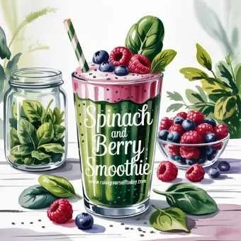 Anti-aging spinach and berry smoothie packed with antioxidants and vitamins for skin health.-one of the nourishing anti-aging recipes for women over 40 to support energy and skin health.