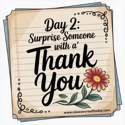 Day 2 of the 7-day gratitude challenge—surprise someone with a heartfelt thank you message.