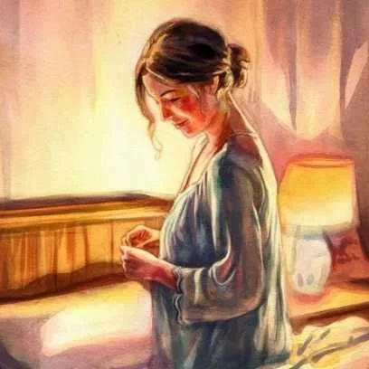 How to improve sleep quality illustration of a woman in soft nightwear preparing for bed with warm lighting, symbolizing a calming bedtime routine.