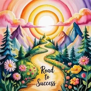 water color fillustraion of "path to success in the game of life".