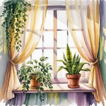 Window corner with plants and sunlight for natural, calming meditation space.