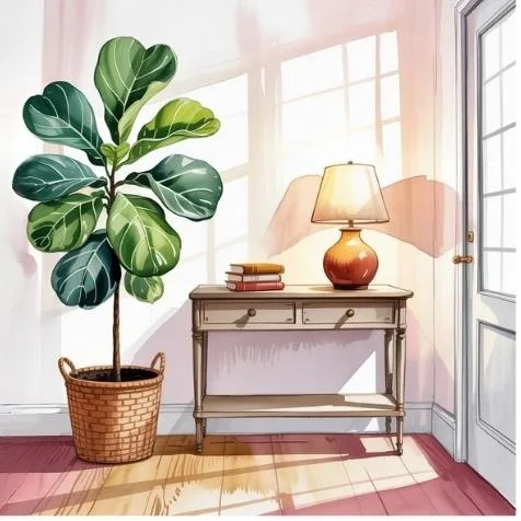 Entryway decorated with plants and wooden furniture, demonstrating How to Apply Feng Shui at Home to Attract Wealth by creating a welcoming space for good energy flow.