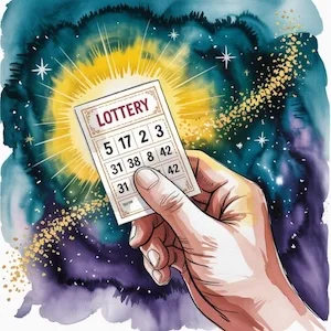 Can you win the lottery- A hand is holding lottery ticket.