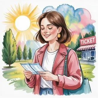 Smiling woman buying a lottery ticket under warm, glowing light, symbolizing how joyful and trusting energy helps answer can you win the lottery with yes.