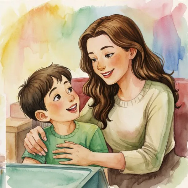 A mother practicing the art of listening with her young daughter, building trust and connection at home.