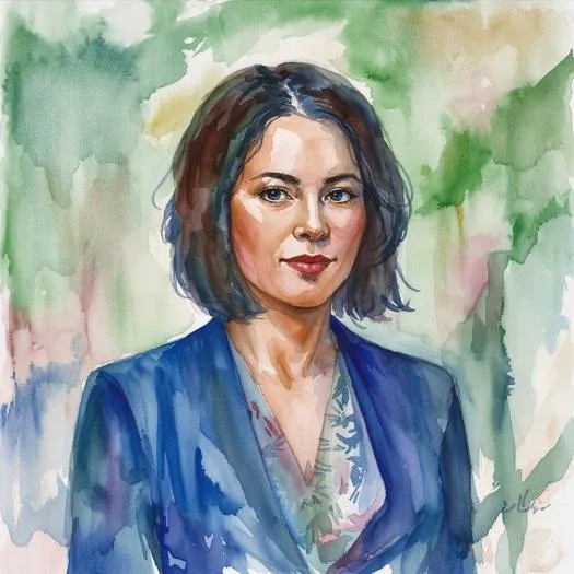 Watercolor portrait of Lily Grace, author and founder of Raise Yourself Today, sharing inspiration on self-growth, mindful living, and financial independence.