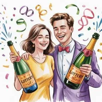 Happy couple celebrating with confetti, symbolizing how a morning lottery manifestation routine leads to joyful jackpot success.