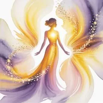 Woman standing tall with radiant golden aura, showing how to embody magnetism in a morning lottery manifestation routine