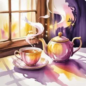 Cozy tea with sparkles—peaceful alignment as signs of winning the lottery.