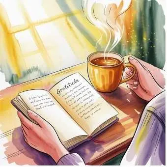 Gratitude journal and tea—thankfulness as signs of winning the lottery.