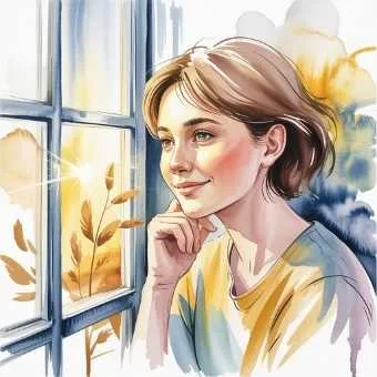 Soft smile at the window—quiet knowing as signs of winning the lottery.