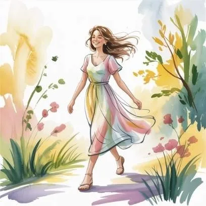Woman walking freely under the morning sun, showing daily peace through letting go lottery manifestation.
