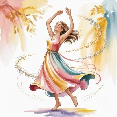 Happy woman dancing in sunlight, symbolizing freedom and flow in letting go lottery manifestation.