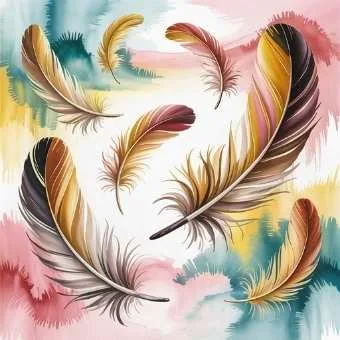 Floating feathers in golden light, showing surrender and letting go to manifest lottery win.