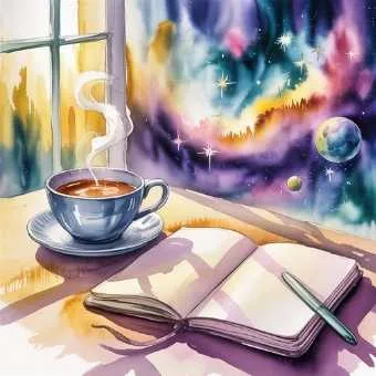 Morning journal scene with tea and sunlight — watercolor illustration showing how often to script the life you want with a gentle daily ritual.