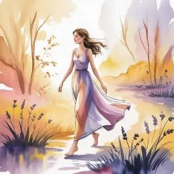 Woman walking peacefully in golden light, illustrating shifting from effort to attraction in the I Am Success Declaration.