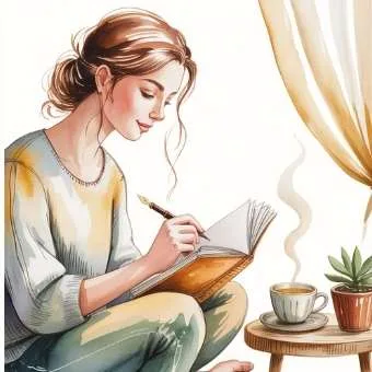 Woman journaling in a calm room, representing mindful thinking and the I Am Success Declaration for mental clarity.