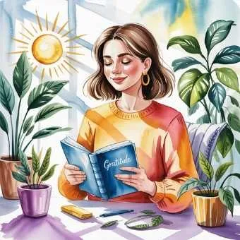 Woman writing gratitude affirmations, feeling calm and aligned — tips for Living in the End manifestation.