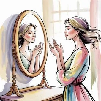 Woman saying affirmations in the mirror, representing embodying success through the I Am Success Declaration.