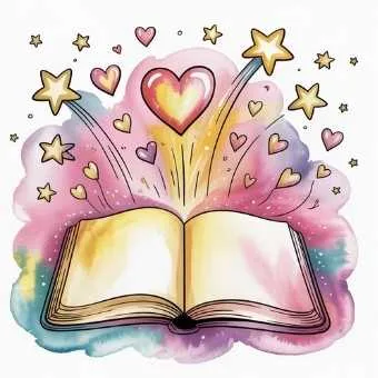 Watercolor illustration of an open journal with glowing hearts symbolizing heart-led intentions in a year end life audit.